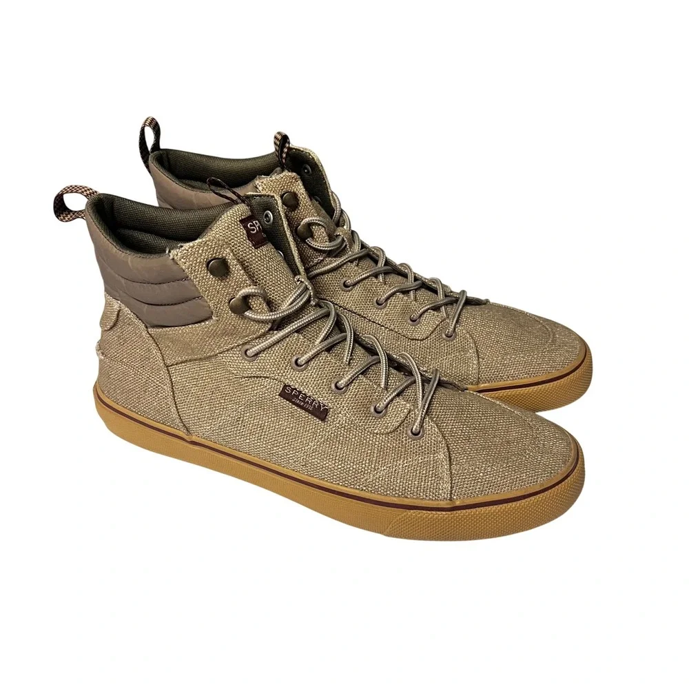 Sperry SeaCycled Striper II Baja High Top Sneakers Men's 11.5 Taupe NEW STS25248